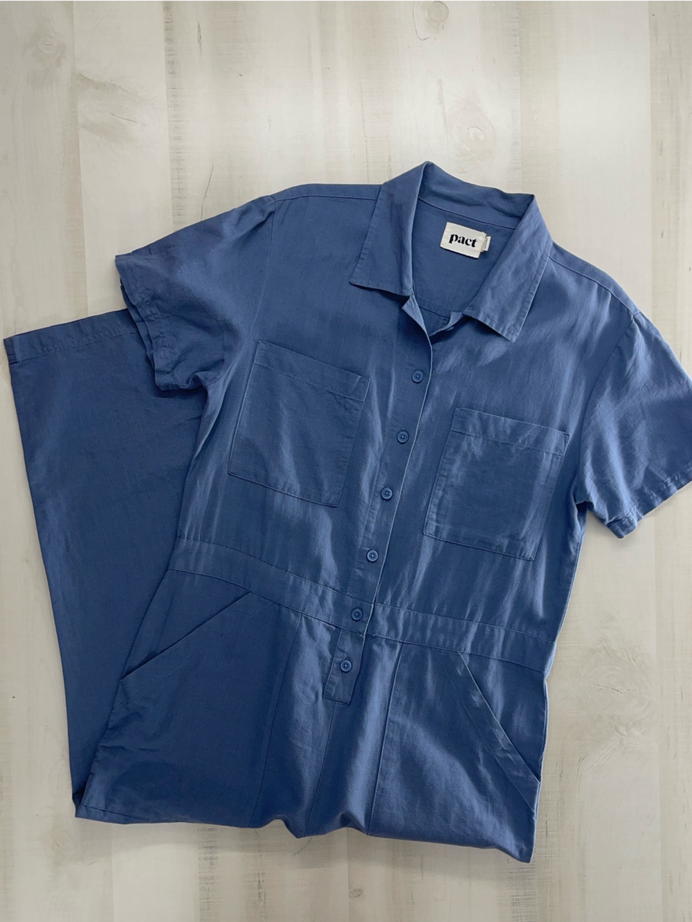 PACT organic blue utility jumpsuit lightweight hemp M - Picture 3 of 6